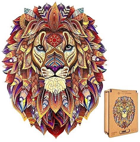 Lubiwood Mighty Lion Puzzle in Legno a Forma di Animale Unica (42x29 cm) Incoraggia la Concentrazione & la Creatività Include Scatola Regalo in Legno Ideale per Adulti