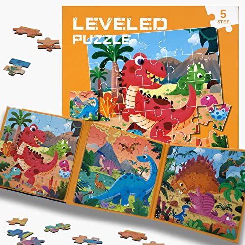 FUNTECH Puzzle Magnetico 3 in 1 per Bambini dai 3 ai 6 Anni Giochi Educativi Montessori Giochi Magnetici per Bambini 97 Pezzi Regalo Puzzle bambini 3 anni Puzzle 6 anni (Puzzle dinosauri)