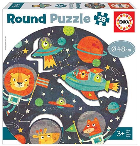 Educa Round Puzzle Lo Spazio. Puzzle Rotondo per Bambini. 28 pezzi. +3 anni. Rif.