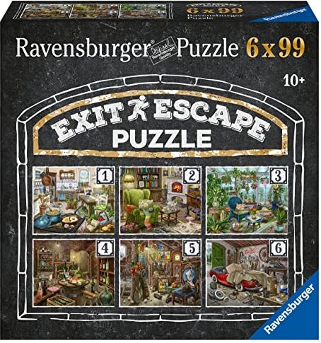 Ravensburger -Escape Puzzle 99 p (6 x 99 p) -Il maniero infestato -Puzzle La casetta spettrale pezzi Exit adulti e bambini a partire dai 10 anni in su,