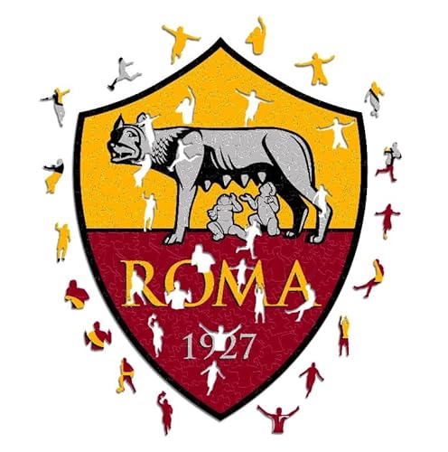 AS Roma , Roma Logo, Prodotto ufficiale, Puzzle di Legno per Adulti e Bambini, Legno 100% Sostenibile, Taglia M 250 Pezzi
