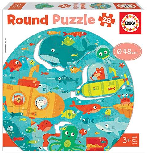 Educa Round Puzzle Sotto il Mare. Puzzle Rotondo per Bambini. 28 pezzi. +3 anni. ()