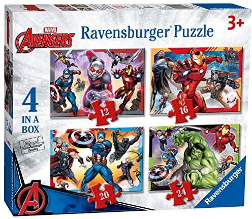 Ravensburger Puzzle Avengers A, Collezione 4 in a Box, 4 puzzle da 12-16-20-24 Pezzi, Età Raccomandata 3+ Anni