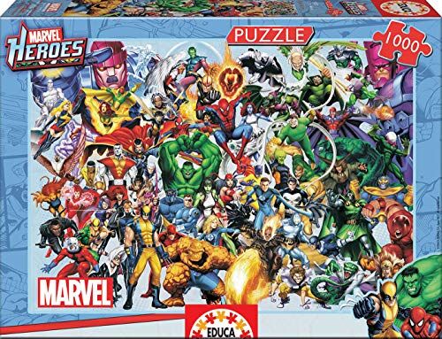 Educa Serie Panorama.Latine di Soda Panoramico 2000 11053 Other Exclusive Series Eroi di Marvel. Puzzle per Adulti. 1000 Pezzi. RIF. ,