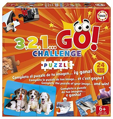 Educa 3,2,1. GO Challenge Puzzle   Se sei agile e veloce non ti costerà Nulla essere il Primo a completare il Puzzle, Include 24 Puzzle da 6 Pezzi   Da 2 a 5 Giocatori, a partire da 6 anni ()