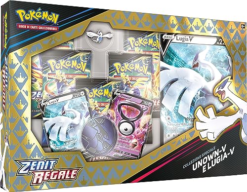 Pokémon Collezione speciale Unown-V e Lugia-V dell’espansione Zenit Regale del GCC  (due carte promozionali olografiche, una carta gigante e cinque buste di espansione), edizione in italiano