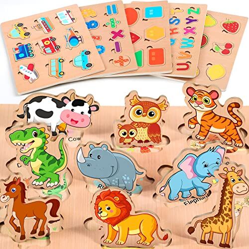 lenbest 6 Pezzi Puzzle Legno Giochi Bambini Giochi Montessori Giochi Educativi Giochi Giocattoli Gioco Bambini Bambino Bambina 2 3 Anni Femmina Maschio Regalo Natale Compleanno