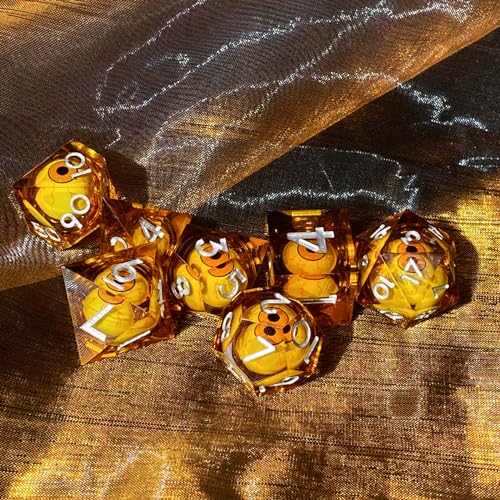 Elifel Set Dadi D&D 7 Pezzi Dragon Eye Mobili Resina Dadi da Gioco Particolari DnD con Bordi Affilati Poliedrici Dadi per Dungeon Draghi Pathfinder RPG DND MTG con Confezione Regalo