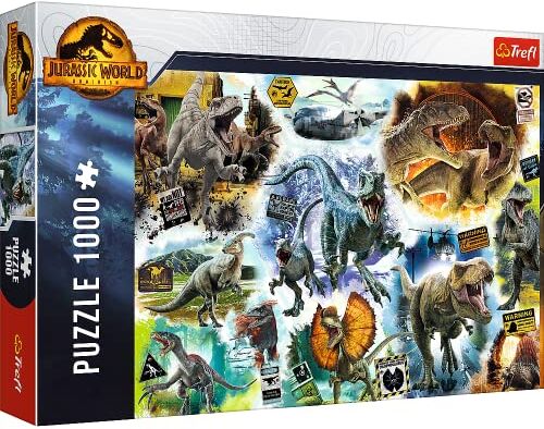 Trefl 1000 elementi, dinosauri, fai da te, intrattenimento creativo, divertimento, classico per adulti e bambini sopra i 12 anni Puzzle, Colore Jurassic World: Dominion, Sulle tracce,