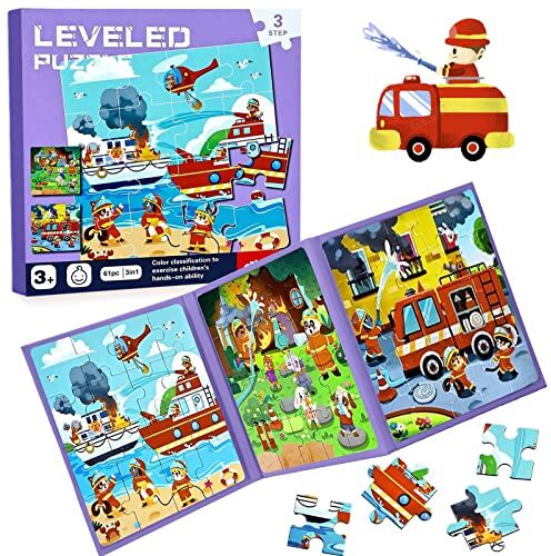 DAZZTIME Puzzle per bambini,Puzzle magnetico,Puzzle animale per bambini,Giochi di viaggio Bambini da 3 puzzle educativi,Giocattoli educativi,Giocattoli educativi per bambini3 4 5anni(Controllo antincendio)