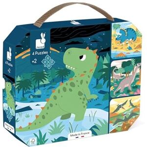 Janod 4 Puzzle Dinosauri – Puzzle per Bambini Evolutivo da 6 a 16 Pezzi Sviluppa la Pazienza e la Manualità Fabbricato in Francia Gioco Educativo dai 24 Mesi, Janod 4 Puzzle Dinosauri – Puzzle per Bambini Evolutivo da 6 a 16 Pezzi Sviluppa la Pazienza e la Manualità Fabbricato in Francia Gioco Educativo dai 24 Mesi,