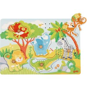 Goki Puzzle sonoro animali africani in legno, 30 x 21 x 3,4 cm, 6 pezzi Goki Puzzle sonoro animali africani in legno, 30 x 21 x 3,4 cm, 6 pezzi