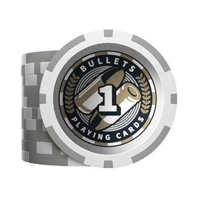 Bullets Playing Cards , Chip da poker in plastica, Christopher con valori, rotolo da 25 (grigio (1) Bullets Playing Cards , Chip da poker in plastica, Christopher con valori, rotolo da 25 (grigio (1)