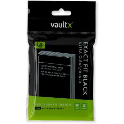 Vault X Bustine Protettive a Misura Esatta Nere, Morbide, Alta Trasparenza, Bustine Interne con Retro Nero per Tornei Competitivi, Giochi di Carte Collezionabili, Sport, TCG (Confezione da 100) Vault X Bustine Protettive a Misura Esatta Nere, Morbide, Alta Trasparenza, Bustine Interne con Retro Nero per Tornei Competitivi, Giochi di Carte Collezionabili, Sport, TCG (Confezione da 100)
