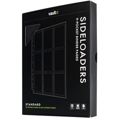 Vault X Fogli a Caricamento Laterale con 9 Tasche per Raccoglitori a 3 Anelli, A4 Doppia Faccia, Per Conservare Carte da Collezione, Sportive, TCG (Nero, Confezione da 50) Vault X Fogli a Caricamento Laterale con 9 Tasche per Raccoglitori a 3 Anelli, A4 Doppia Faccia, Per Conservare Carte da Collezione, Sportive, TCG (Nero, Confezione da 50)
