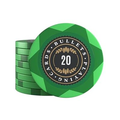 Bullets Playing Cards Carte da Gioco Bullets, 25 gettoni in argilla Adriana per set da poker, vari valori, diametro 4 cm, peso 14 g (confezione da 20) Bullets Playing Cards Carte da Gioco Bullets, 25 gettoni in argilla Adriana per set da poker, vari valori, diametro 4 cm, peso 14 g (confezione da 20)