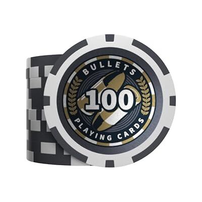 Bullets Playing Cards , Poker Chip in plastica, Christopher con valori, rotolo da 25 (nero (100) Bullets Playing Cards , Poker Chip in plastica, Christopher con valori, rotolo da 25 (nero (100)