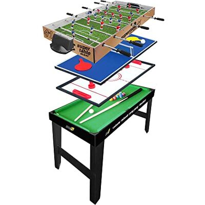Sport One Sport1 Maxi Supertable calcetto multigioco 4 in 1. Calcetto balilla misure 122x60x81,5cm. Bigliardino da casa multiuso: calcetto 4 vs 4, ping pong, hockey, biliardo. Completo di accessori. Idea regalo Sport One Sport1 Maxi Supertable calcetto multigioco 4 in 1. Calcetto balilla misure 122x60x81,5cm. Bigliardino da casa multiuso: calcetto 4 vs 4, ping pong, hockey, biliardo. Completo di accessori. Idea regalo