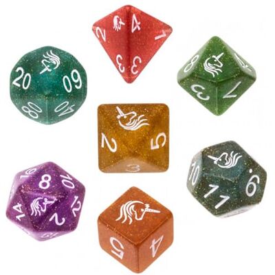 Asmodee REBEL Set di dadi RPG Acrilico Unicorni Asmodee REBEL Set di dadi RPG Acrilico Unicorni