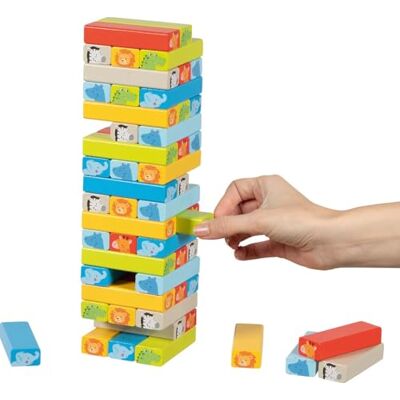 Goki Geschicklichkeitsspiel Wackelturm mit Tiermotiven: 7,5 x 7,5 x 27 cm, Holz, 55 Teile, per Stück Goki Geschicklichkeitsspiel Wackelturm mit Tiermotiven: 7,5 x 7,5 x 27 cm, Holz, 55 Teile, per Stück