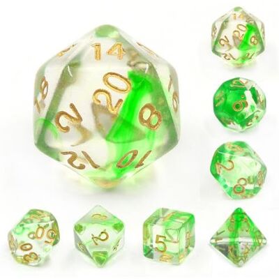 Rio Set di 7 dadi multiformato con scatola Green Ripples Rio Set di 7 dadi multiformato con scatola Green Ripples