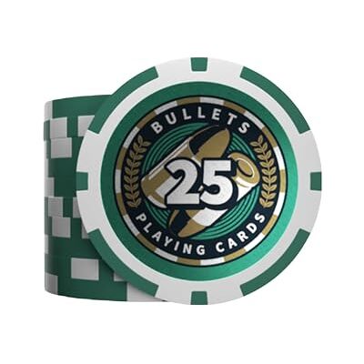 Bullets Playing Cards , Poker Chip in plastica, Christopher con valori, rotolo da 25 (verde (25) Bullets Playing Cards , Poker Chip in plastica, Christopher con valori, rotolo da 25 (verde (25)