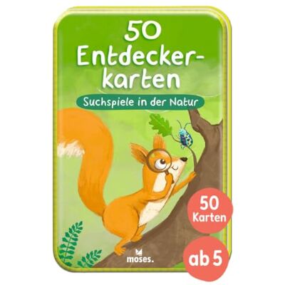 moses . 50 Carte da Esploratore – Giochi di Ricerca nella Natura – Set di Carte con compiti di Ricerca e Scoperta, Illustrazioni e Testi Adatti ai Bambini, per Famiglie, in Scatola Metallica, dai 5 moses . 50 Carte da Esploratore – Giochi di Ricerca nella Natura – Set di Carte con compiti di Ricerca e Scoperta, Illustrazioni e Testi Adatti ai Bambini, per Famiglie, in Scatola Metallica, dai 5