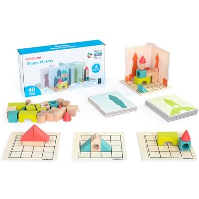 Miniland Shape Makers Gioco di Costruzione in Legno per Bambini dai 6 Anni con Plance Giocatore Miniland Shape Makers Gioco di Costruzione in Legno per Bambini dai 6 Anni con Plance Giocatore