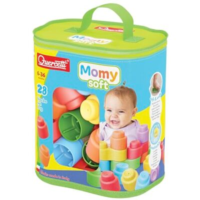 Quercetti Momy Soft Bag, Costruzioni Bambini 6-36 Mesi, 28 Pezzi Blocchi Morbidi Colorati, Giochi Prima Infanzia per Motricità e Coordinazione Oculo-Manuale Quercetti Momy Soft Bag, Costruzioni Bambini 6-36 Mesi, 28 Pezzi Blocchi Morbidi Colorati, Giochi Prima Infanzia per Motricità e Coordinazione Oculo-Manuale