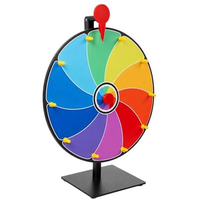 Relaxdays Ruota della fortuna Ø 30 cm, da tavolo, multicolore 10 settori scrivibili/cancellabili a secco, PVC e ferro Relaxdays Ruota della fortuna Ø 30 cm, da tavolo, multicolore 10 settori scrivibili/cancellabili a secco, PVC e ferro