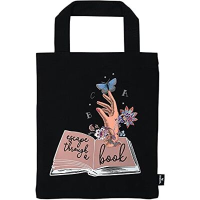 moses . Borsa per libri – Escape through a book, piccola borsa in cotone 1, regalo perfetto per libro, nero moses . Borsa per libri – Escape through a book, piccola borsa in cotone 1, regalo perfetto per libro, nero