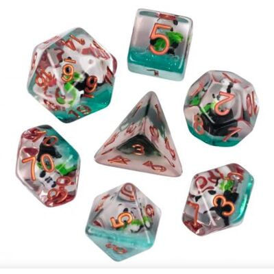 Rio Set di 7 dadi in resina, serie Insert, in scatola, Panda Rio Set di 7 dadi in resina, serie Insert, in scatola, Panda