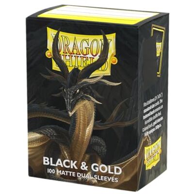 Dragon Bustine protettive Doppie, opache, Dimensioni Standard, 100 Pezzi, morbide e Resistenti, per Carte da Gioco collezionabili Pokemon, One Piece e Magic: The Gathering, Nero e Oro Dragon Bustine protettive Doppie, opache, Dimensioni Standard, 100 Pezzi, morbide e Resistenti, per Carte da Gioco collezionabili Pokemon, One Piece e Magic: The Gathering, Nero e Oro
