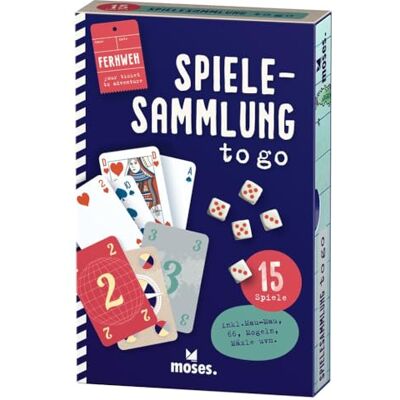 moses - Spielesammlung to Go, 15 Spieleklassiker für unterwegs Gioco di Carte Senza Tempo Dadi nel Set, Classici Giochi di società a Partire dagli 8 Anni, Colore Blu, ca. 10 cm x, 3 cm x 3 cm, 090173 moses - Spielesammlung to Go, 15 Spieleklassiker für unterwegs Gioco di Carte Senza Tempo Dadi nel Set, Classici Giochi di società a Partire dagli 8 Anni, Colore Blu, ca. 10 cm x, 3 cm x 3 cm, 090173