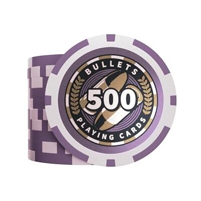 Bullets Playing Cards , Poker Chip in plastica, Christopher con valori, rotolo da 25 (viola (500) Bullets Playing Cards , Poker Chip in plastica, Christopher con valori, rotolo da 25 (viola (500)