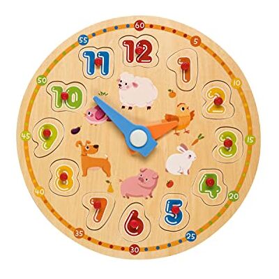 PLAYTIVE Puzzle dell' Orologio in Legno Naturale PLAYTIVE Puzzle dell' Orologio in Legno Naturale
