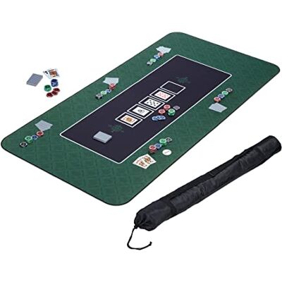 Relaxdays Tappeto da Poker 180x90 cm, Tappetino Carte da Gioco Texas Holdem, Panno Rettangolare, Poliestere, Verde Nero Relaxdays Tappeto da Poker 180x90 cm, Tappetino Carte da Gioco Texas Holdem, Panno Rettangolare, Poliestere, Verde Nero