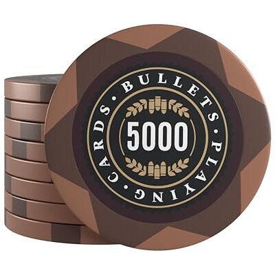 Bullets Playing Cards Carte da Gioco Bullets, 25 x gettoni da poker in argilla Adriana per set da poker, vari valori, diametro 4 cm, peso 14 g (5000) Bullets Playing Cards Carte da Gioco Bullets, 25 x gettoni da poker in argilla Adriana per set da poker, vari valori, diametro 4 cm, peso 14 g (5000)