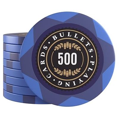 Bullets Playing Cards , Adriana 25 chip da poker per set da poker, diversi valori, diametro 4 cm, peso 14 g (500) Bullets Playing Cards , Adriana 25 chip da poker per set da poker, diversi valori, diametro 4 cm, peso 14 g (500)