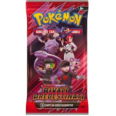 Pokémon Scarlatto e Violetto Rivali Predestinati Booster Pack Bustina 10 Carte da Gioco, Età 6+, Gioco di Carte, Scarlatto e Violetto, Team Rocket Pokémon Scarlatto e Violetto Rivali Predestinati Booster Pack Bustina 10 Carte da Gioco, Età 6+, Gioco di Carte, Scarlatto e Violetto, Team Rocket