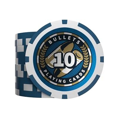 Bullets Playing Cards , Poker Chip in plastica, Christopher con valori, rotolo da 25 (blu (10) Bullets Playing Cards , Poker Chip in plastica, Christopher con valori, rotolo da 25 (blu (10)