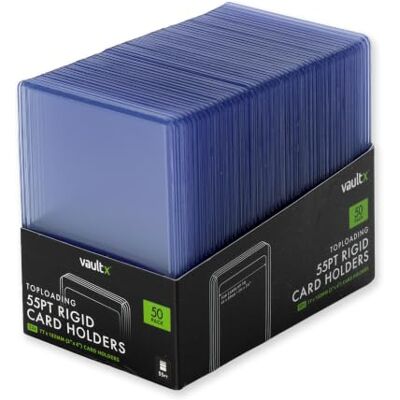 Vault X Toploader 55pt per Carte da Collezione, Premium Extra Spessi, Portacarte Rigidi Senza Giunture 3" x 4", Bustine Rigide, Protezione Trasparente TCG (Confezione da 50) Vault X Toploader 55pt per Carte da Collezione, Premium Extra Spessi, Portacarte Rigidi Senza Giunture 3" x 4", Bustine Rigide, Protezione Trasparente TCG (Confezione da 50)