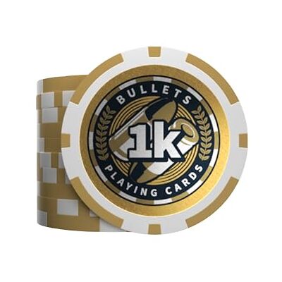 Bullets Playing Cards , Chip Poker in plastica, Christopher con valori, Rotolo da 25 (giallo (1k)) Bullets Playing Cards , Chip Poker in plastica, Christopher con valori, Rotolo da 25 (giallo (1k))