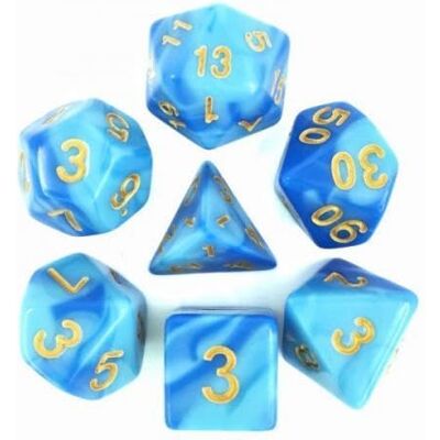 Rio -Set di 7 dadi in scatola – Blu Celeste e Blu Fusione Rio -Set di 7 dadi in scatola – Blu Celeste e Blu Fusione
