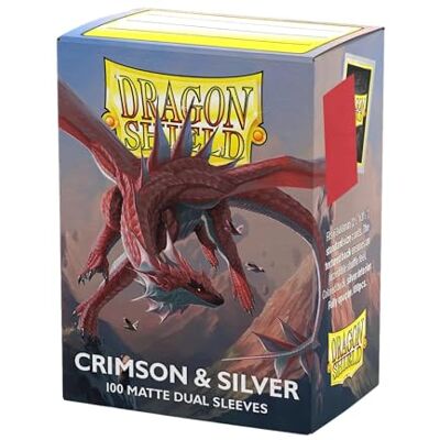 Dragon -100 bustine standard matte dual sleeves crimson & silver Dragon -100 bustine standard matte dual sleeves crimson & silver