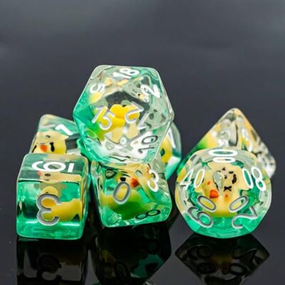 Rio Set di 7 dadi in resina, gamma Insert, in scatola, anatra Rio Set di 7 dadi in resina, gamma Insert, in scatola, anatra