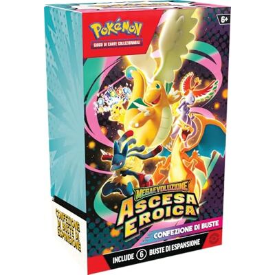 Pokémon : confezione di buste dell’espansione Megaevoluzione Ascesa Eroica del GCC (sei buste di espansione), Edizione in Italiano Pokémon : confezione di buste dell’espansione Megaevoluzione Ascesa Eroica del GCC (sei buste di espansione), Edizione in Italiano