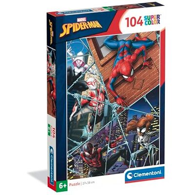 Clementoni Puzzle per Bambini 104 Pezzi Supercolor, per Bambini 6+ Anni, Illustrazione con Personaggi dal Cartone e Fumetto di Spider Man Marvel, Idea Regalo, Made in Italy, 38x27 cm, Clementoni Puzzle per Bambini 104 Pezzi Supercolor, per Bambini 6+ Anni, Illustrazione con Personaggi dal Cartone e Fumetto di Spider Man Marvel, Idea Regalo, Made in Italy, 38x27 cm,