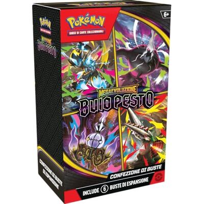 Pokémon : confezione di buste dell’espansione Megaevoluzione Buio Pesto del GCC (6 buste di espansione), Edizione in Italiano Pokémon : confezione di buste dell’espansione Megaevoluzione Buio Pesto del GCC (6 buste di espansione), Edizione in Italiano