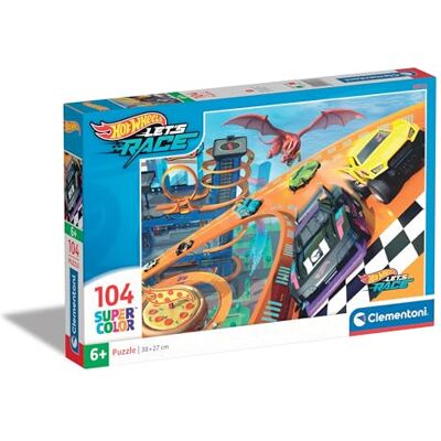 Clementoni - Hot Wheels Supercolor Wheels-104 Pezzi Bambini 6 Anni, Puzzle Cartoni Animati, Made in Italy, Multicolore, 25760 Clementoni - Hot Wheels Supercolor Wheels-104 Pezzi Bambini 6 Anni, Puzzle Cartoni Animati, Made in Italy, Multicolore, 25760